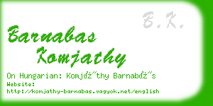 barnabas komjathy business card